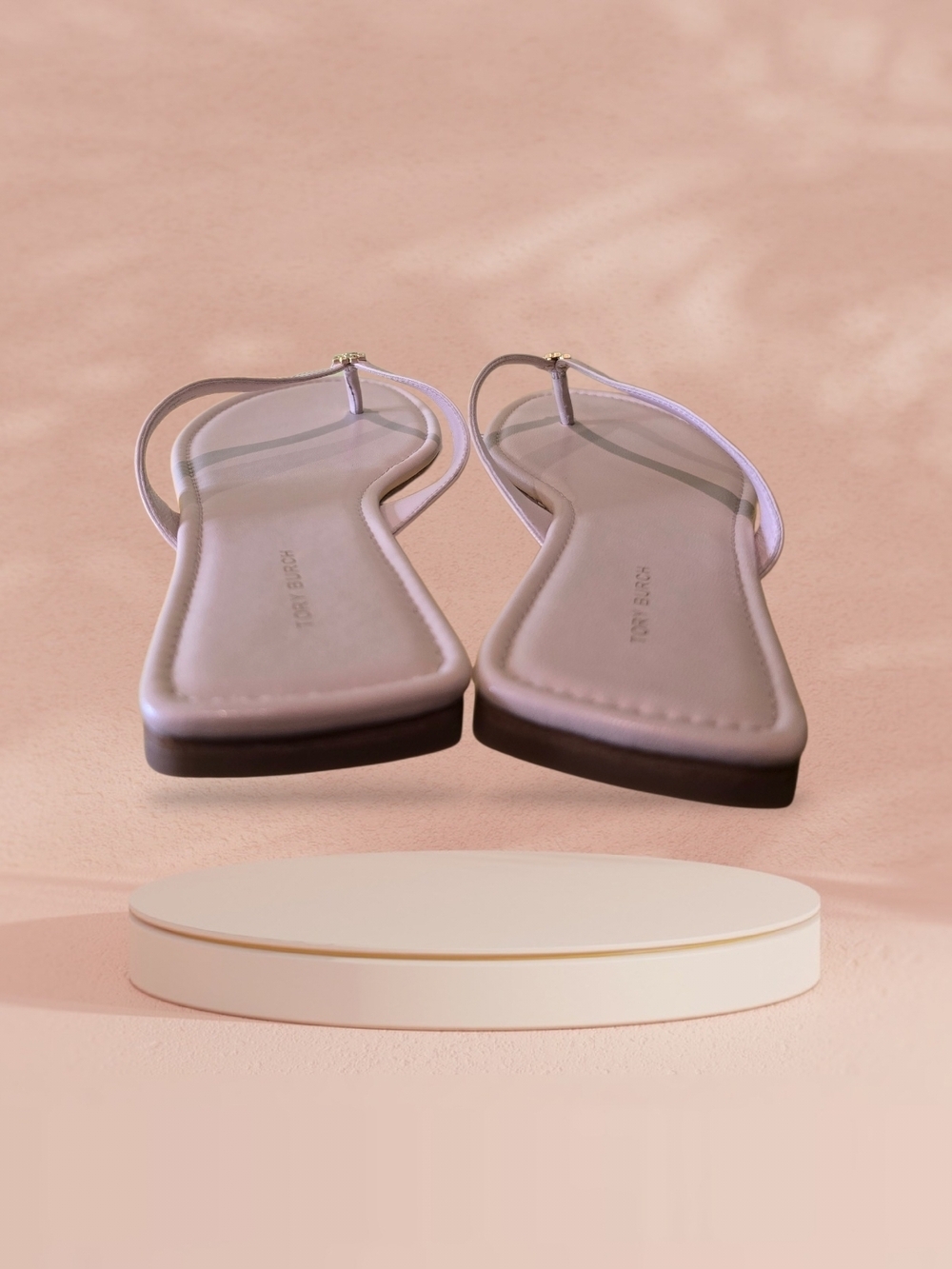 Tory Burch Women's Light Taupe Leather Thong Sandals - Picture 3 of 8